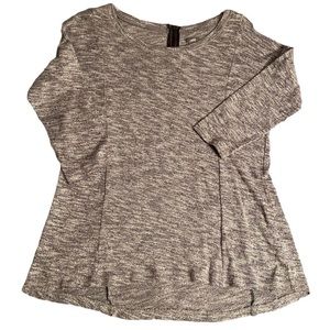 Aerie gray knit 3/4 sleeve zipper top small
